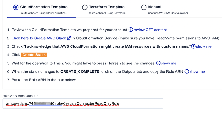 AWS Role ARN from CloudFormation
